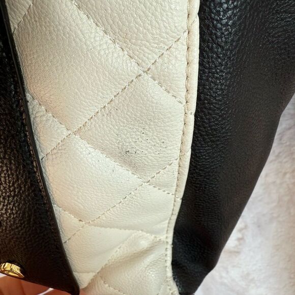 Betsey Johnson Black and White Floral Tote with Metal Embellishments - Picture 5 of 12